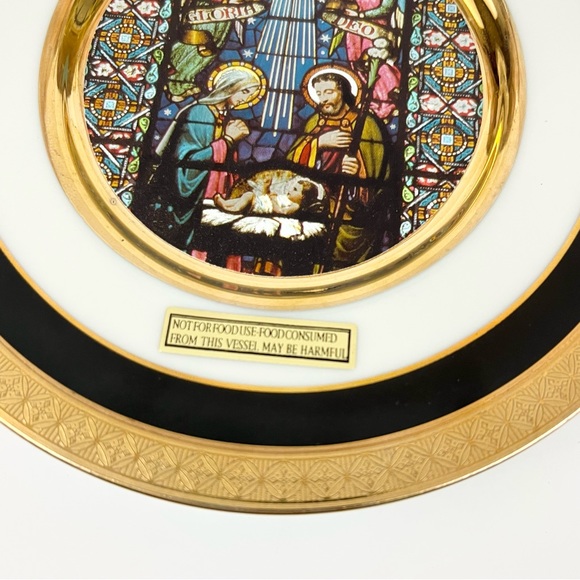 Vintage Dufex Art 24K Gold Trim 6” Decorative Collectible Nativity Scene Plate - Picture 8 of 12